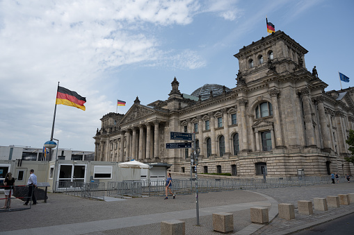 Berlin, Germany - June 19, 2022: The Reichstag building, which houses the German parliament, the Bundestag.
