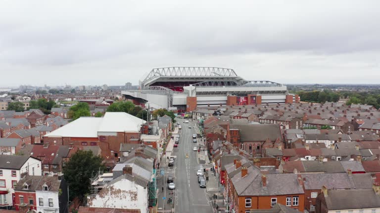 Houses and Streets Leading to Anfield in Liverpool