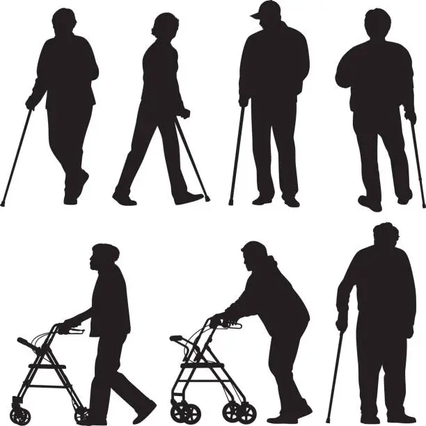 Vector illustration of Senior Silhouettes