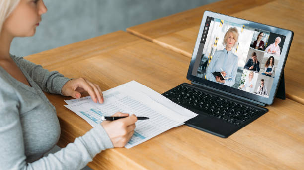 istock distant briefing video meeting business coworkers 1421152852