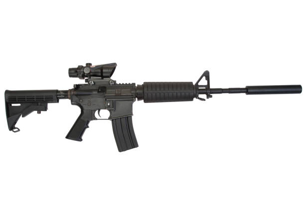 carbine with silencer isolated on a white background