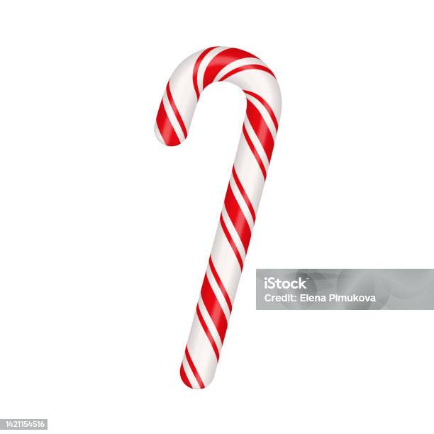 Christmas Candy Cane Christmas Stick Traditional Xmas Candy With Red And White Stripes Santa Caramel Cane With Striped Pattern Vector Illustration Isolated On White Background Stock Illustration - Download Image Now