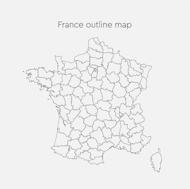 vektorkarte land frankreich nach regionen unterteilt - frankreich stock-grafiken, -clipart, -cartoons und -symbole