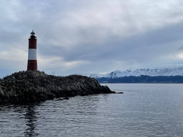 Ushuaia lighthouse Les eclaireurs lighthouse in the dawn scenery in Ushuaia, Argentina beagle channel stock pictures, royalty-free photos & images