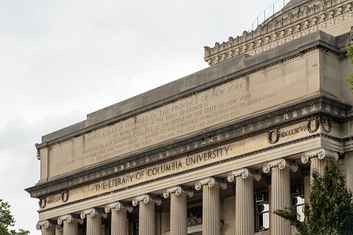 New York City, USA - August 22, 2022: Columbia University Libraries at Morningside Heights campus in Manhattan, New York City, USA.