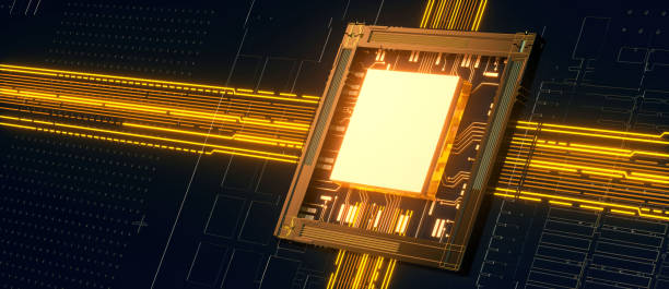 istock 3D rendering of cyberpunk AI. Circuit board. Technology background. Central Computer Processors CPU and GPU concept. Motherboard digital chip. Tech science background. 1421164575