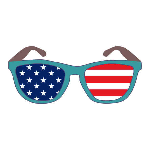 istock Sunglasses with American Flag. Patriotism Election Icon. isolated on white backgroung.  Vector  Illustration 1421169389