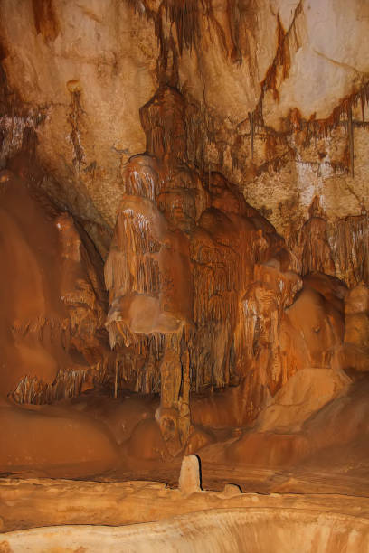 Abstract drawing of an underground cave with stalactites and stalagmites. Limestone karst formation. Travel and vacation concept. Digital painting. Abstract naturalism, relief pattern Abstract drawing of an underground cave with stalactites and stalagmites. Limestone karst formation. Travel and vacation concept. Digital painting. Abstract naturalism, relief pattern. digital underground stock pictures, royalty-free photos & images