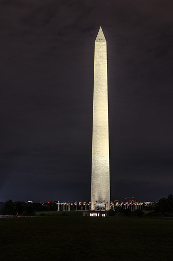 Washington Monument during cloudy night of summer