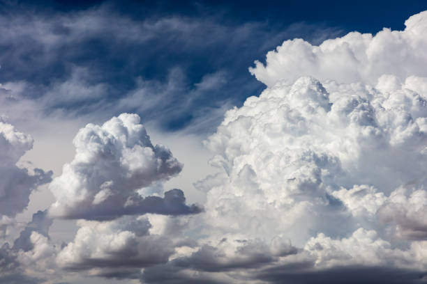 dramatic blue sky with colorful clouds