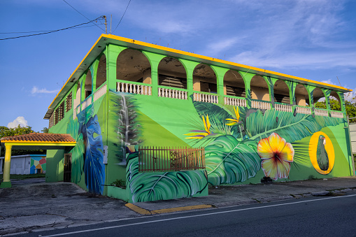 A colorfully painted building, Rio Grande, Puerto Rico
