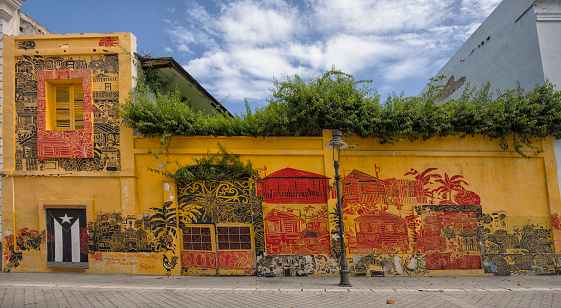 A colorfully painted wall, Ponce, Puerto Rico