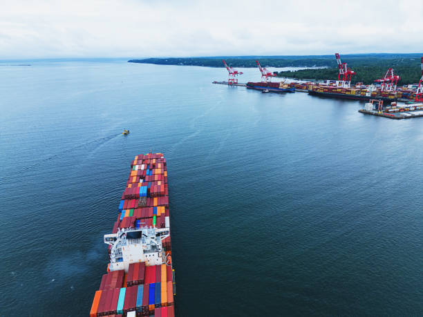 istock Aerial View of Container Ship 1421182578