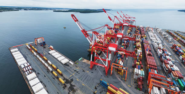 istock Aerial View of Container Pier 1421182591