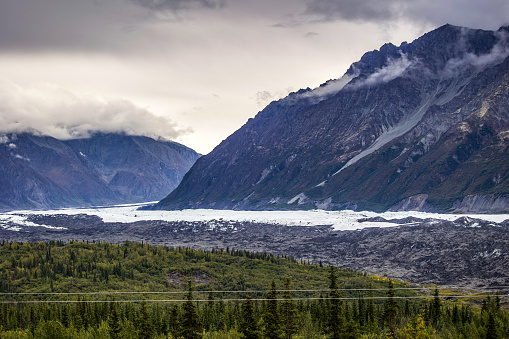 The Matansuka Glacier runs through the interior of Alaska and can be see in all its glory from the Glenn Highway.
