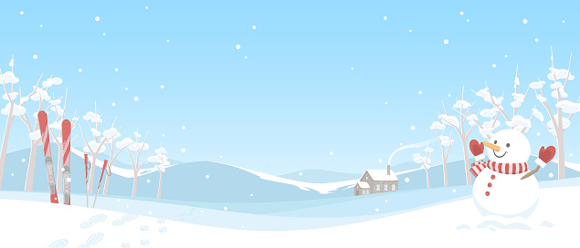 Vector illustration of winter banner background. Snow landscape concept.