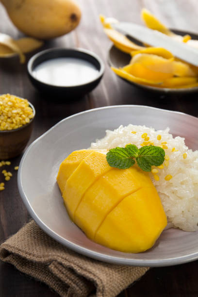 istock mango sticky rice , thai sweet dessert with ripe mango 1421197504
