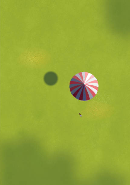 Hot Air Balloon  On Grassy Landscape