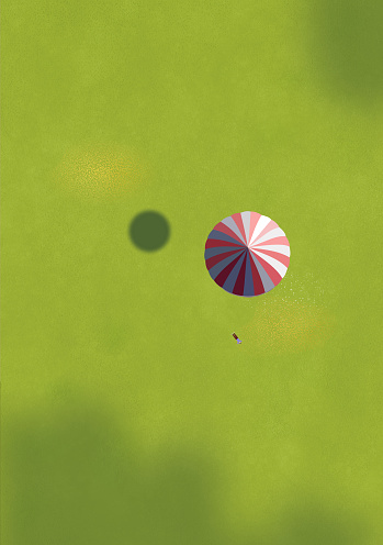Hot Air Balloon  On Grassy Landscape