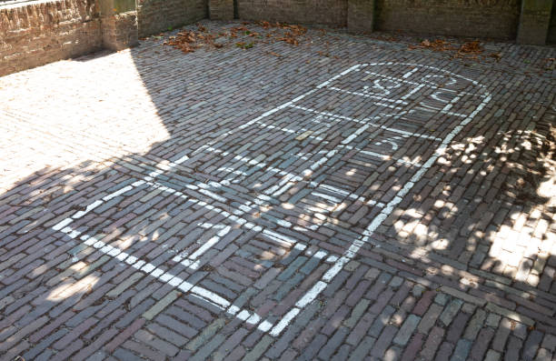 istock Very old hopscotch board at schoolyard 1421207470