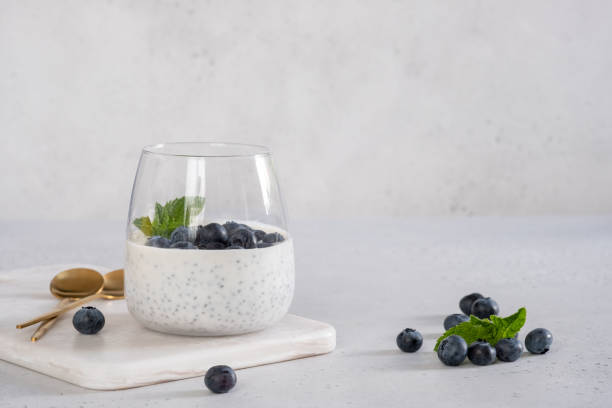 istock Chia pudding with coconut milk and blueberry 1421216253
