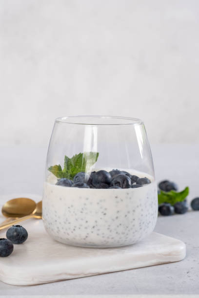 istock Chia pudding with coconut milk and blueberry 1421216260