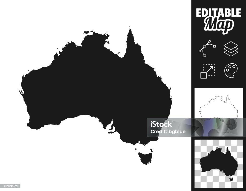 Editable Australia Map Rounded Free Australia Maps For Design Easily Editable Stock Illustration - Download ...