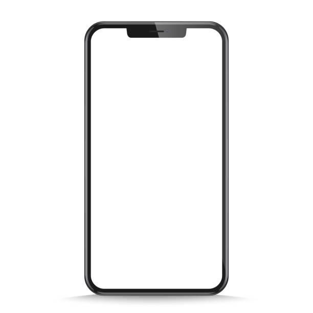 istock Studio shot of Smartphone with blank white screen for Infographic Global Business. Front View Display. Stock royalty free vector illustration. PNG 1421217064