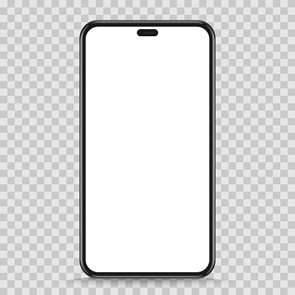 Realistic smartphone mockup. mobile phone vector with blank screen isolated on transparent background. Stock royalty free vector illustration. PNG