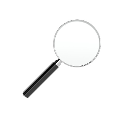 Magnifier isolated on white background. 3D illustration.