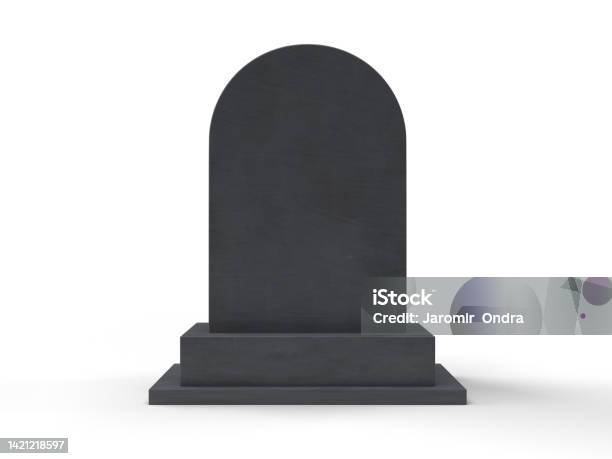Gravestone On White Background Stock Photo - Download Image Now - Digitally Generated Image, Tombstone, Three Dimensional