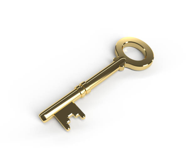 istock Golden key on white background. 1421218679