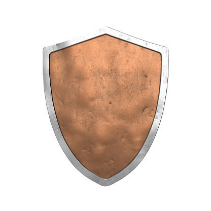 historic knight's shield, worn in battle. 3D render.