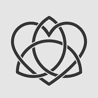 Celtic Heart Knot logo. Pagan symbol for protection and love. Occult sign. Vector isolated