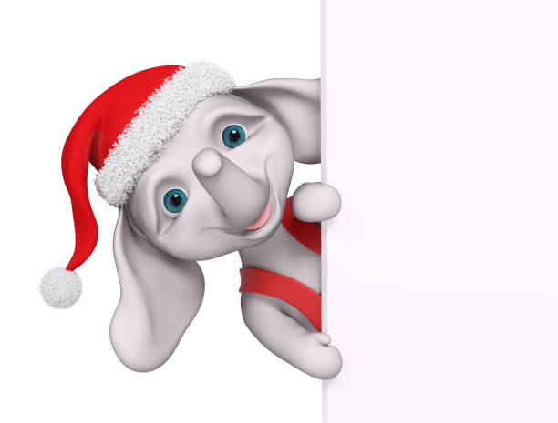 istock Christmas character cartoon elephant with poster 3d rendering 1421223000