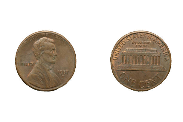 istock One Cent Coin year 1987,  front and back, USA 1421225453