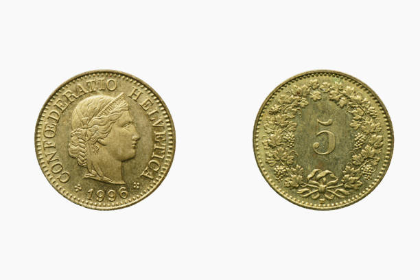 istock Five Rappen Coin,  Front and back, Year 1996, Switzerland 1421226049
