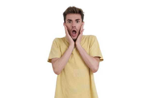 istock Young caucasian man surprised, isolated. 1421226457