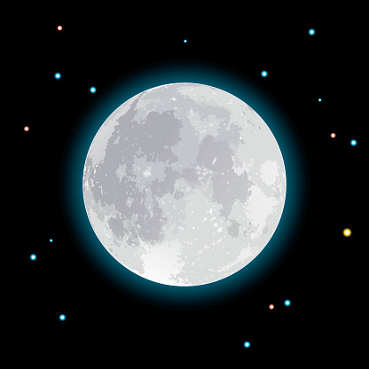 Full moon and star night illustration vector