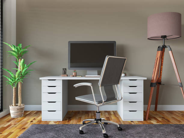 istock Modern Home Office Workspace in the Living Room 1421227077