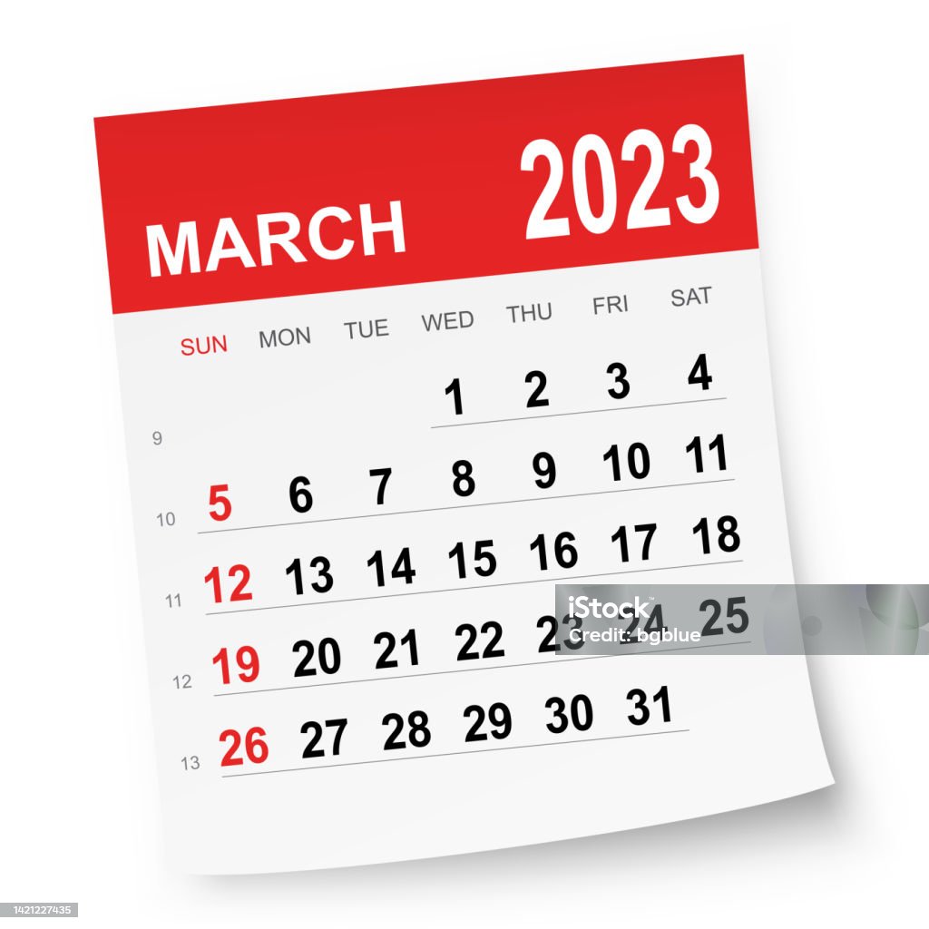 March 2023 Calendar Stock Illustration   Download Image Now   2023  March 2023 Calendar Stock Illustration   Download Image Now   2023