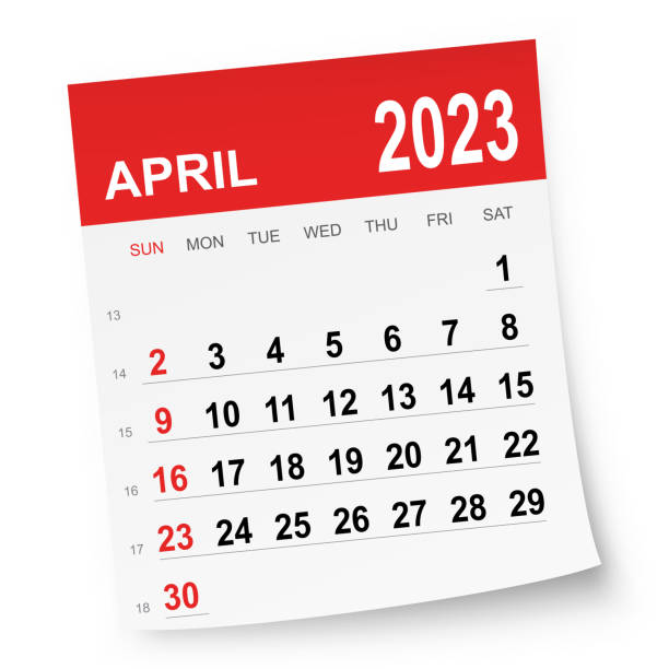 ilustraciones, imágenes clip art, dibujos animados e iconos de stock de calendario abril 2023 - april