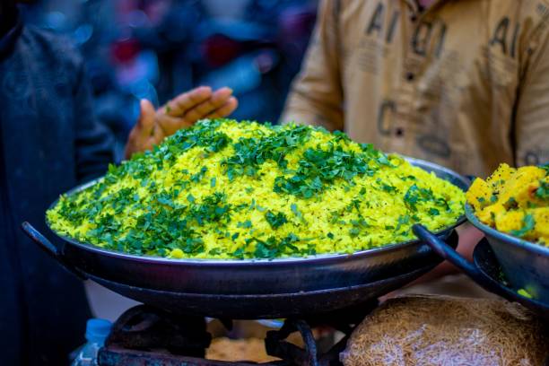 istock Indian national food poha made from rice. 1421228190