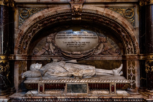 The Effigy and monument to Archibald Campbell of Argyll at St Giles Cathedral Edinburgh, Scotland, UK