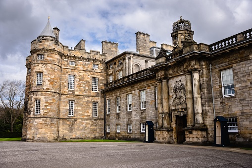 The entrance of Holyrood Palace. Edinburgh, Scotland, United Kingdom.