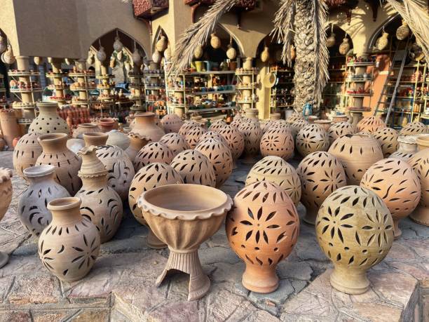 istock Clay potteries with nice patterns on the ground outdoors 1421228916