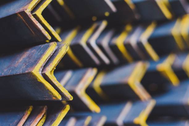 istock Close up of a stainless steel angle bars 1421230924