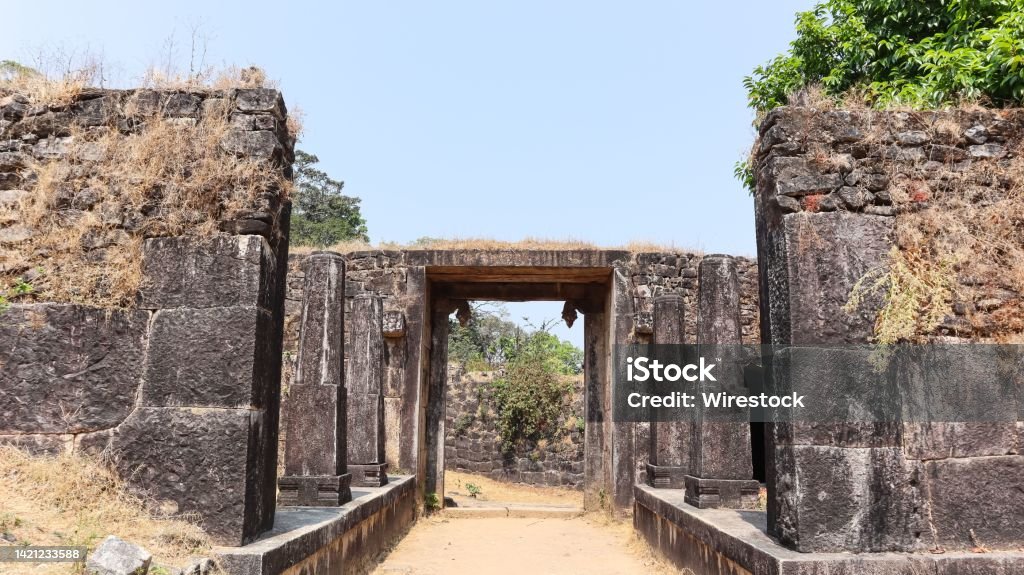 The Fortress of Kavaledurg Fort Tirthahalli, Shimoga.. Ancient Fort of Karnataka, Ruined Fort Kavaledurga, Fallen Walls of Fort, Tirthahalli, Shimoga, Karnataka. Mangalore Stock Photo