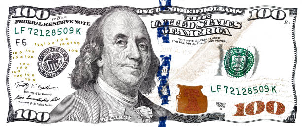 старая искаженная банкнота в 100 долларов для - distorted distorted image one hundred dollar bill currency стоковые фото и изображения