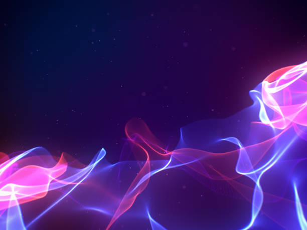 istock Colorful lights curved wave elegant abstract background with copyspace 1421243442